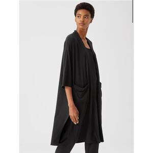 Eileen Fisher Tencel Drapey Jacket Coat Black Tencel  Womens' Medium Oversized
